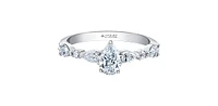 18K White Gold 1.50cttw Pear Cut Canadian Diamond Engagement Ring, Size 6.5
