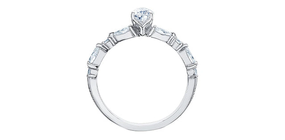 18K White Gold 1.50cttw Pear Cut Canadian Diamond Engagement Ring, Size 6.5