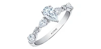 18K White Gold 1.50cttw Pear Cut Canadian Diamond Engagement Ring, Size 6.5