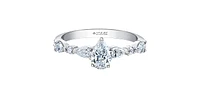 18K White Gold 1.50cttw Pear Cut Canadian Diamond Engagement Ring, Size 6.5