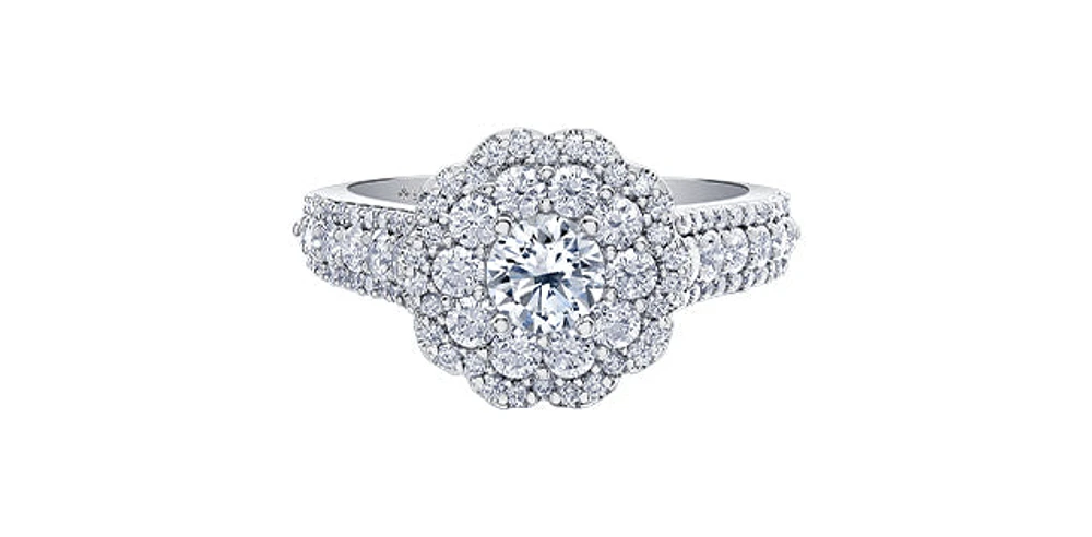 14K White Gold 1.70cttw Canadian Diamond Engagement Ring