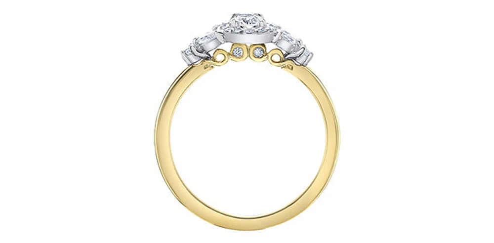 14K Yellow Gold 0.53cttw Oval, Marquise and Round Brilliant Cut Canadian Diamond Engagement Ring