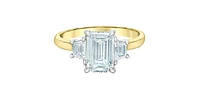 14K Yellow and White Gold 2.45Cttw Lab Grown Emerald Cut Diamond Engagement Ring