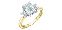 14K Yellow and White Gold 2.45Cttw Lab Grown Emerald Cut Diamond Engagement Ring