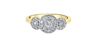 10K Yellow and White Gold 0.50Cttw Round Cut Diamond Engagement Ring