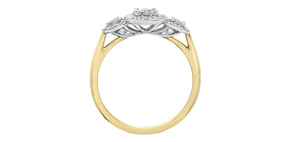 10K Yellow and White Gold 0.50Cttw Round Cut Diamond Engagement Ring