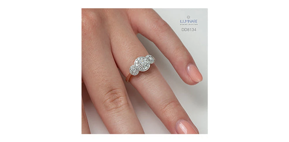10K Yellow and White Gold 0.50Cttw Round Cut Diamond Engagement Ring