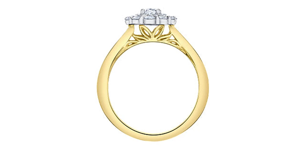 18K White & Yellow Gold /Palladium Alloy (Hypoallergenic) 0.77cttw Canadian Diamond Engagement Ring