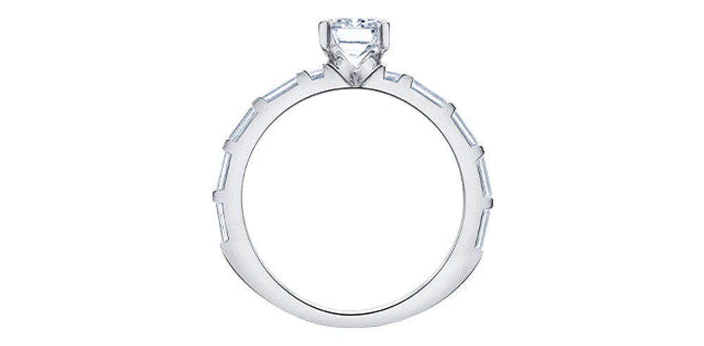 14K White Gold 1.44cttw Canadian Diamond Emerald Cut Engagement Ring