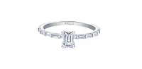 14K White Gold 0.75cttw Canadian Diamond Emerald Cut Engagement Ring