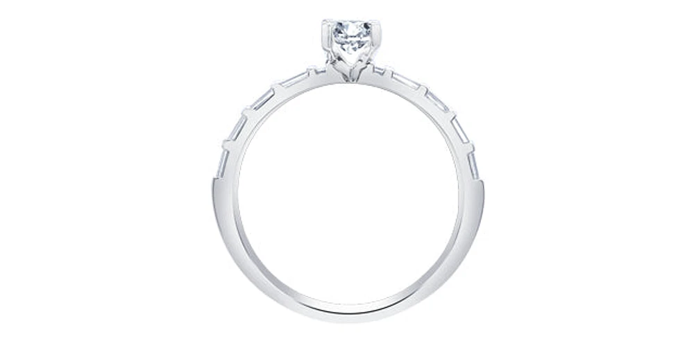 14K White Gold 0.75cttw Canadian Diamond Emerald Cut Engagement Ring
