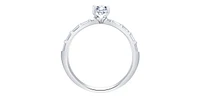 14K White Gold 0.75cttw Canadian Diamond Emerald Cut Engagement Ring