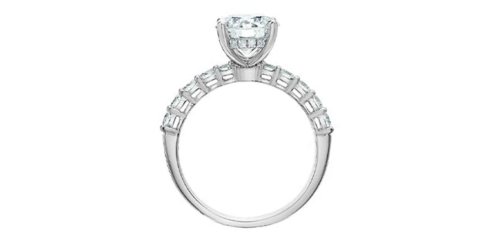 14K White Gold Cttw Lab Grown Round Brilliant Cut Diamond Engagement Ring with Hidden Halo