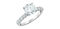 14K White Gold Cttw Lab Grown Round Brilliant Cut Diamond Engagement Ring with Hidden Halo
