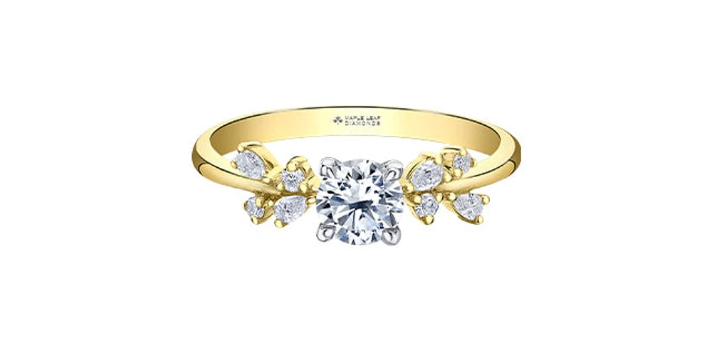14K Yellow & White Gold 0.67cttw Canadian Diamond Engagement Ring