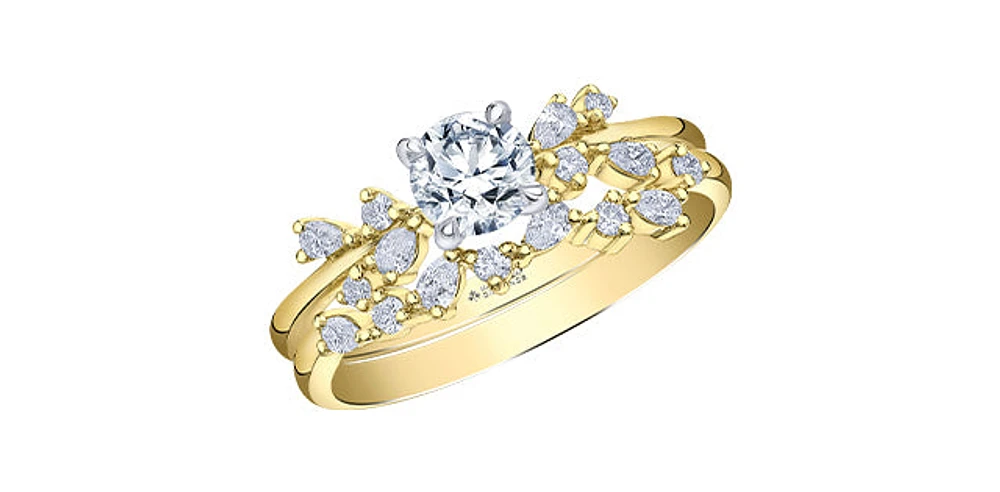 14K Yellow & White Gold 0.67cttw Canadian Diamond Engagement Ring