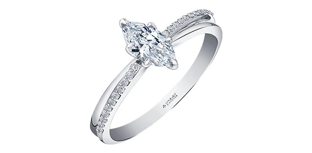 14K White Gold 0.59cttw Canadian Diamond Engagement Ring
