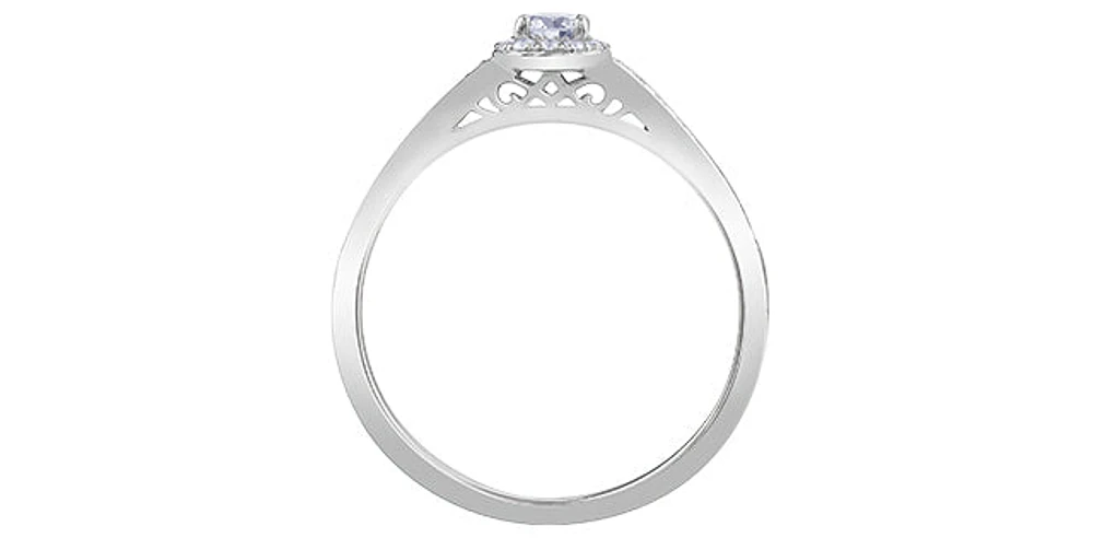 10K White Gold 0.25cttw Canadian Diamond Engagement Ring, Size 6.5