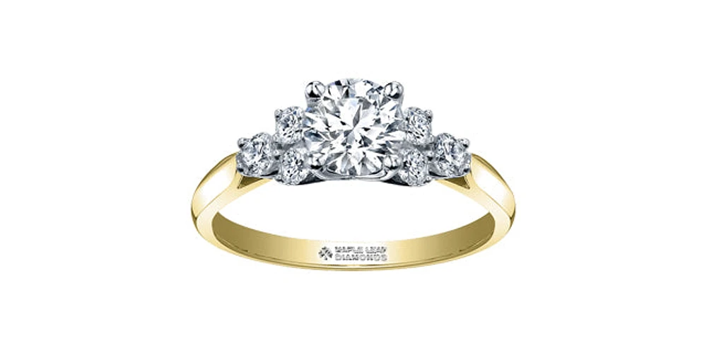 18K Yellow Gold 1.00cttw Canadian Diamond Engagement Ring, Size 6.5