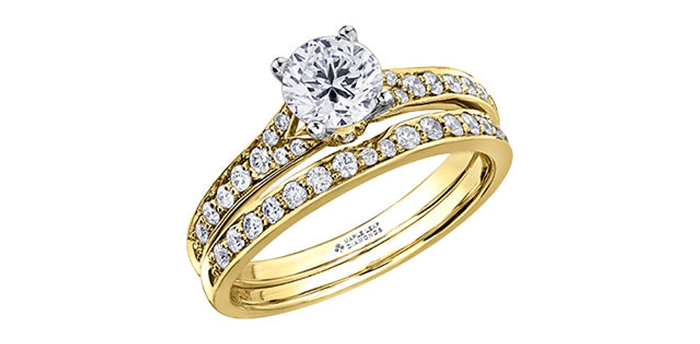 18K Yellow Gold 0.50cttw Round Brilliant Cut Canadian Diamond Engagement Ring - / 14K White