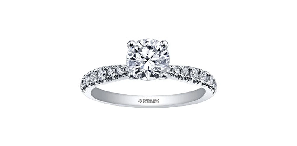 18K White Gold and Palladium 0.60cttw Canadian Diamond Engagement Ring