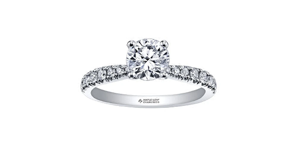 18K White Gold and Palladium 1.00cttw Canadian Diamond Engagement Ring