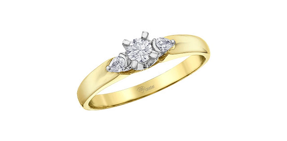 10K Yellow & White Gold 0.25cttw Canadian Diamond Engagement Ring - / 4.5