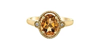 10K Yellow Gold  Citrine and Diamond Ring - Size 7