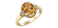 10K Yellow Gold  Citrine and Diamond Ring - Size 7