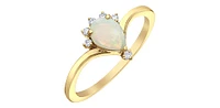 10K Yellow Gold Opal and Diamond Ring