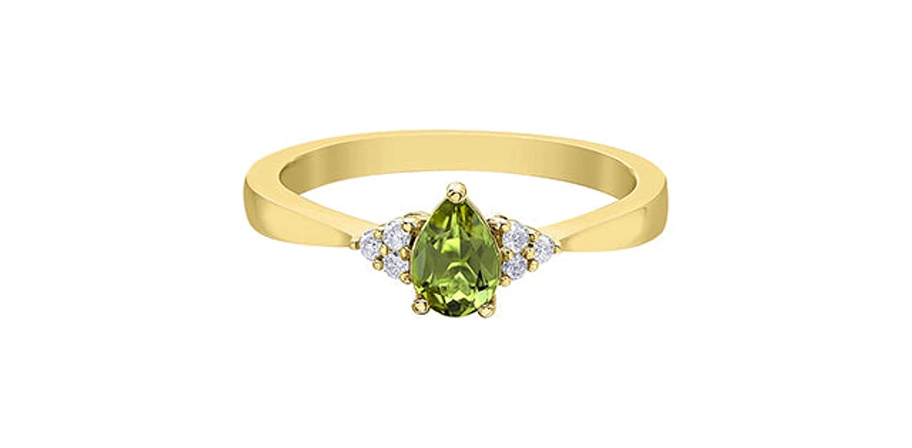10K Yellow Gold Peridot and Diamond Ring