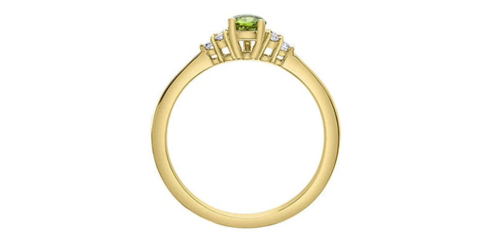 10K Yellow Gold Peridot and Diamond Ring