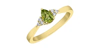 10K Yellow Gold Peridot and Diamond Ring