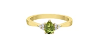 10K Yellow Gold Peridot and Diamond Ring