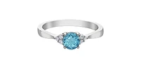 10K White Gold Blue Topaz and 0.06cttw Diamond Ring - 6