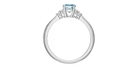 10K White Gold Blue Topaz and 0.06cttw Diamond Ring - 6