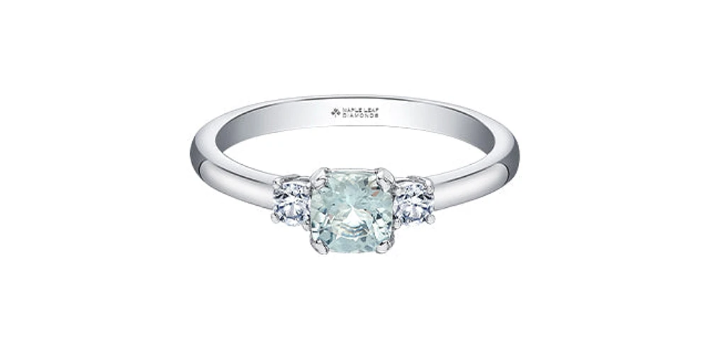 14k White Gold Aquamarine and Diamond Ring