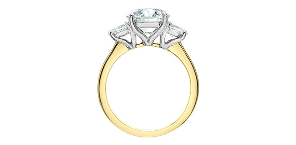 14K Yellow and White Gold 2.45Cttw Lab Grown Round Cut Diamond Engagement Ring