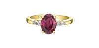 10K Yellow Gold Oval Cut Rhodolite Garnet and Diamond Ring