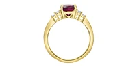 10K Yellow Gold Oval Cut Rhodolite Garnet and Diamond Ring