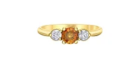 14K Yellow Gold Sapphire & Diamond Ring