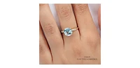 10K Yellow Gold 9mm Cushion Cut Sky Blue Topaz and 0.12cttw Diamond Ring