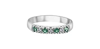 10K White Gold Genuine Emerald and 0.02cttw Diamond Ring
