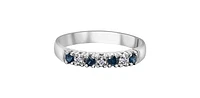 10K White Gold 0.02cttw Diamond with Sapphire Ring - Size 6.5
