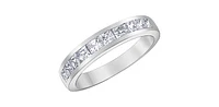 14K White Gold 1.00cttw Princess Cut Diamond Channel Anniversary Band, 6.5 - /