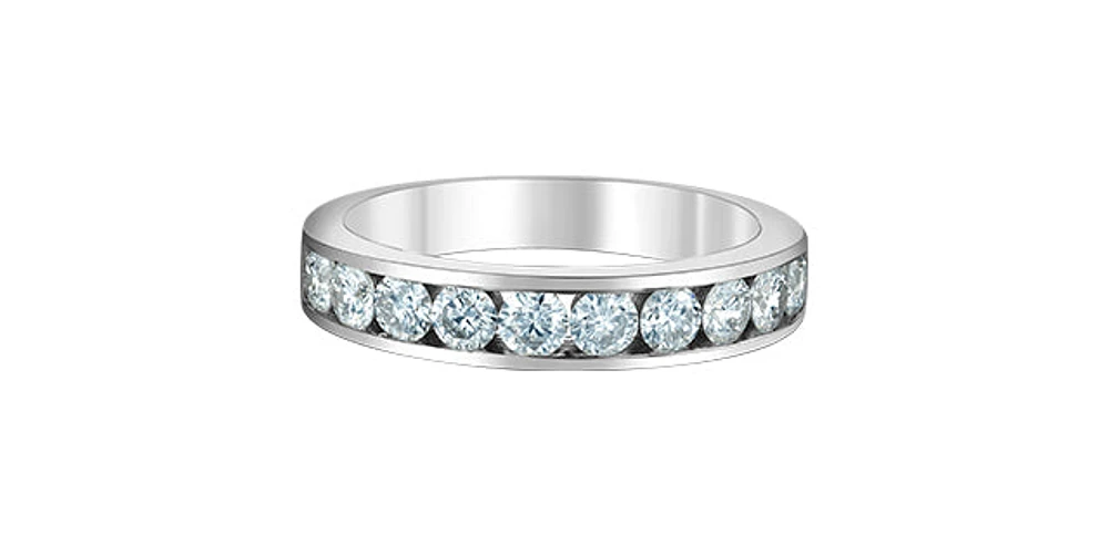 14K White Gold 0.50cttw Lab Grown Channel Set Diamond Anniversary Band