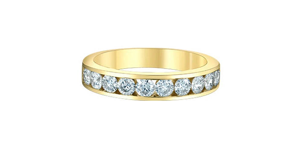 14K Yellow Gold 0.75cttw Lab Grown Channel Set Diamond Anniversary Band
