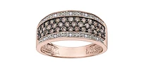 10K Rose Gold 0.65cttw Brown Diamond Ring with Black Rhodium Enhanced Top