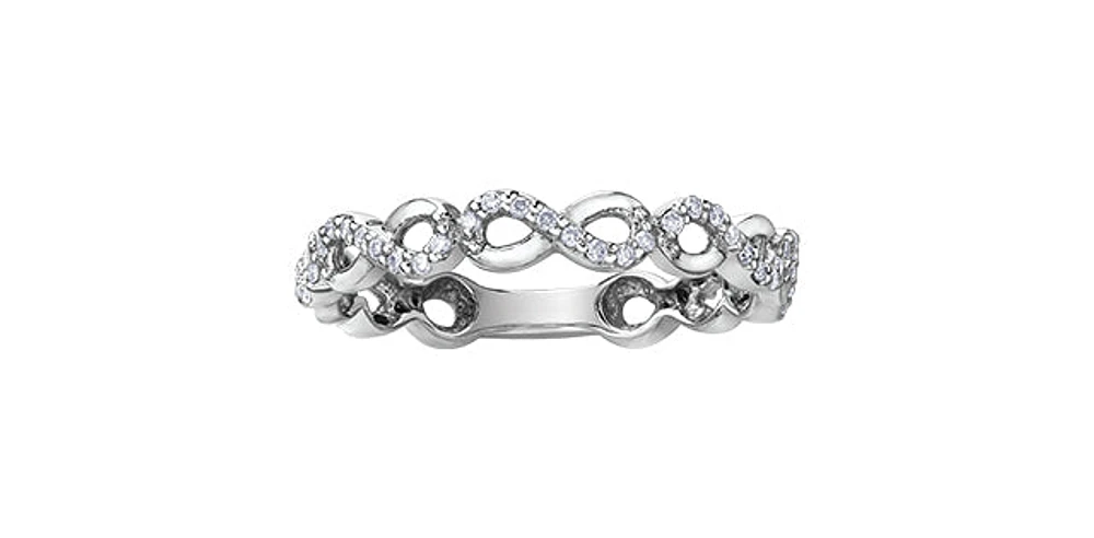 10K White Gold 0.15cttw Diamond Infinity Ring - /