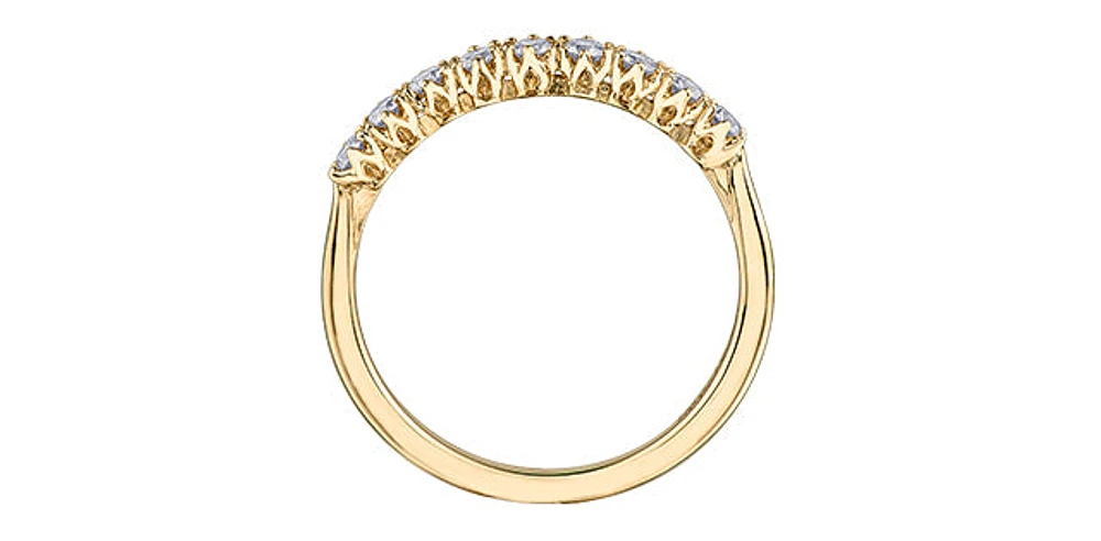 14K Yellow Gold 0.36cttw Canadian Diamond Ring - size 6.5